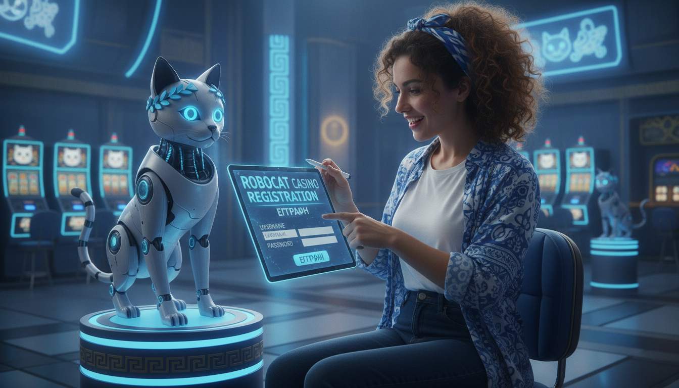 Γυναίκα που εγγράφεται στο robocat